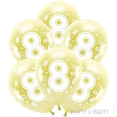balony cyfra 8 zolty jasny partydeco 13 6 szt