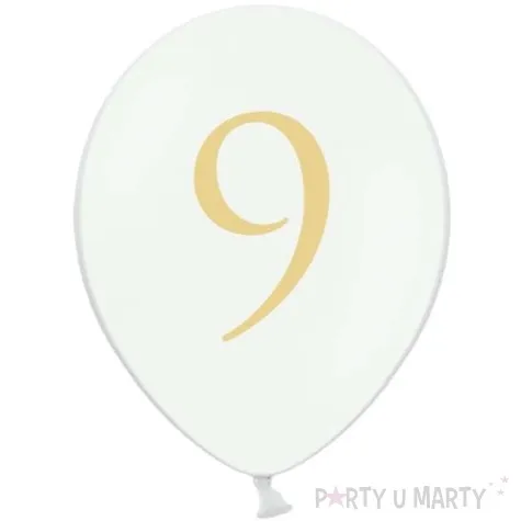 balony cyfra 9 biale 12 strong 50 szt