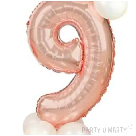 balony cyfra 9 rozowe zloto partypal zestaw
