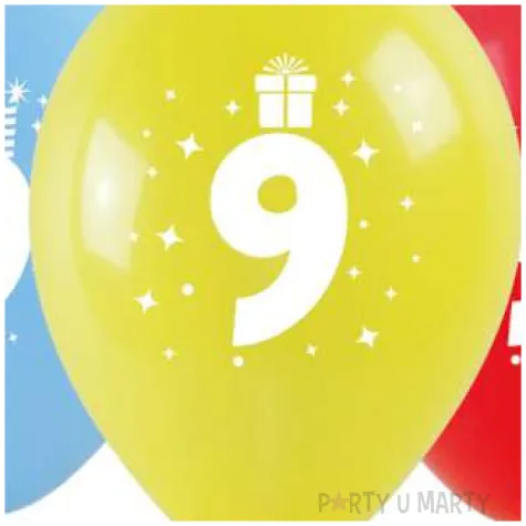 balony cyfra 9 w koronie mix arpex 14 3 szt