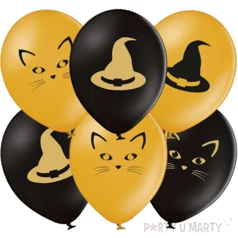 balony czarownica i kot halloweenowe party congee 14 6 szt