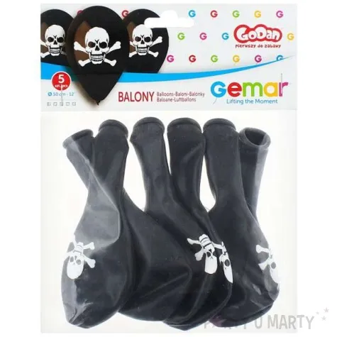 balony czaszka pastel czarne gemar 12 5 szt