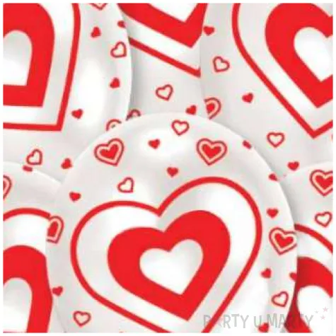 balony czerwone serduszka biale amscan 11 6 szt