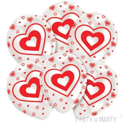 balony czerwone serduszka biale amscan 11 6 szt
