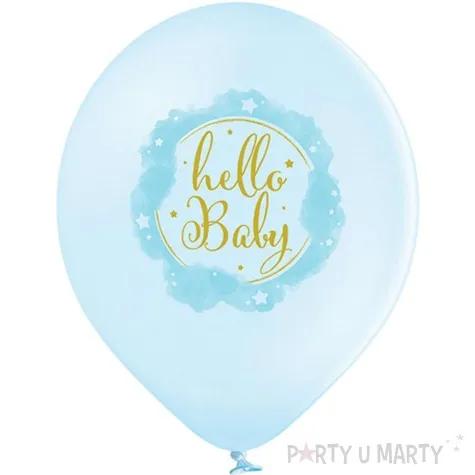 balony d11 baby shower boy hello baby bialy blekitny pastel belbal 12 6 szt