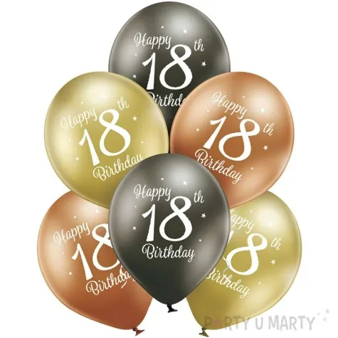 balony d11 glossy happy birthday 18 mix belbal 12 6 szt