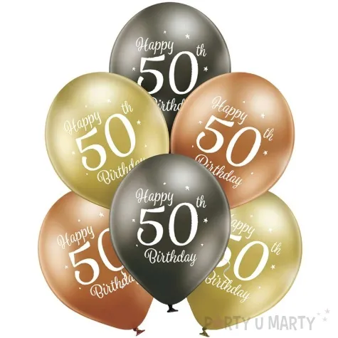balony d11 glossy happy birthday 50 mix belbal 12 6 szt