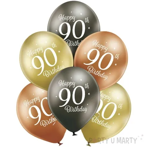 balony d11 glossy happy birthday 90 mix belbal 12 6 szt