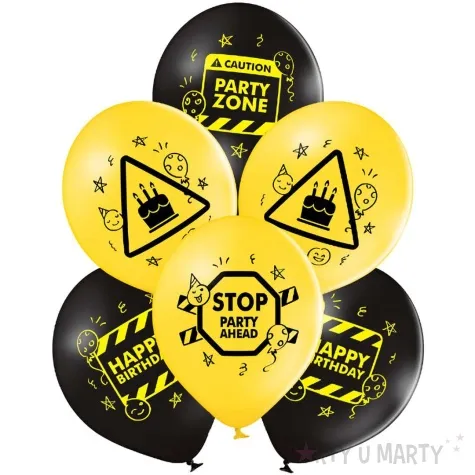 balony d11 happy birthday partyzone czarno zolty belbal 12 6 szt
