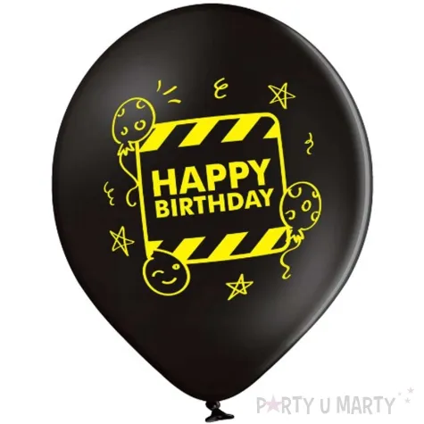 balony d11 happy birthday partyzone czarno zolty belbal 12 6 szt