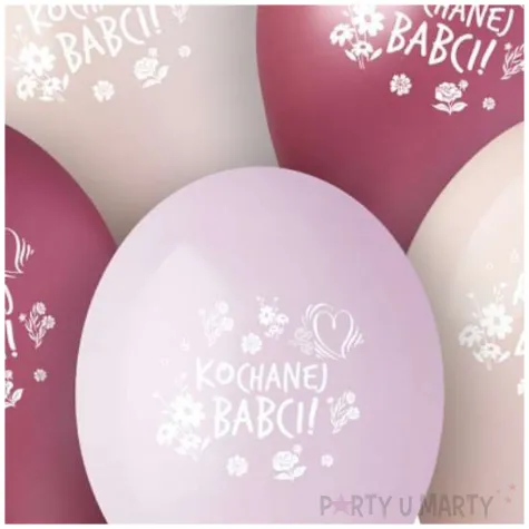 balony dekoracja na dzien babci kochanej babci kwiaty i serca rozowy 13 5 szt