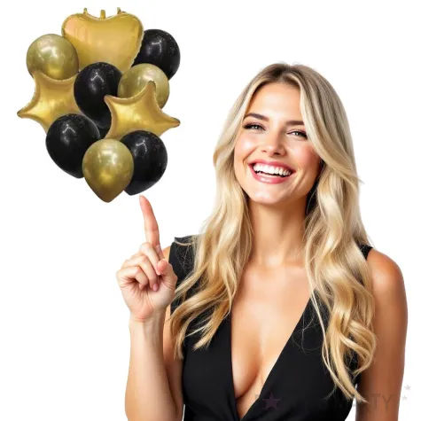 balony dekoracyjny mix czarno zloty partypal zestaw