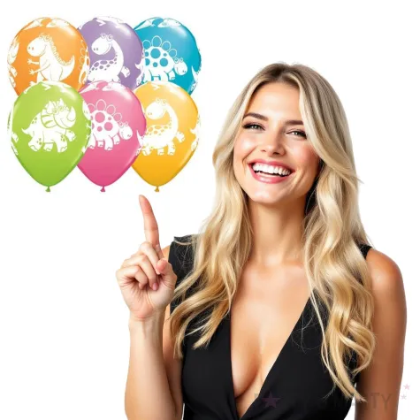 balony dinozaury pastel mix qualatex 12 6 szt