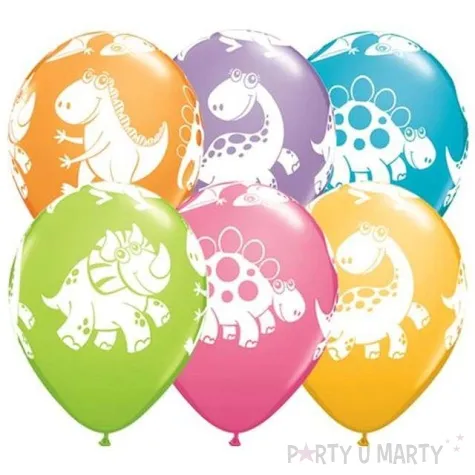 balony dinozaury pastel mix qualatex 12 6 szt