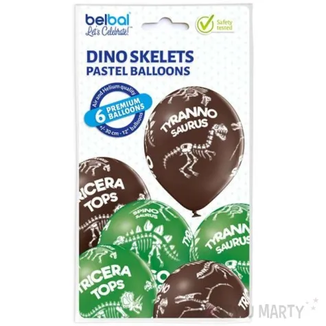 balony dinozaury szkielety pastel mix belbal 12 6 szt