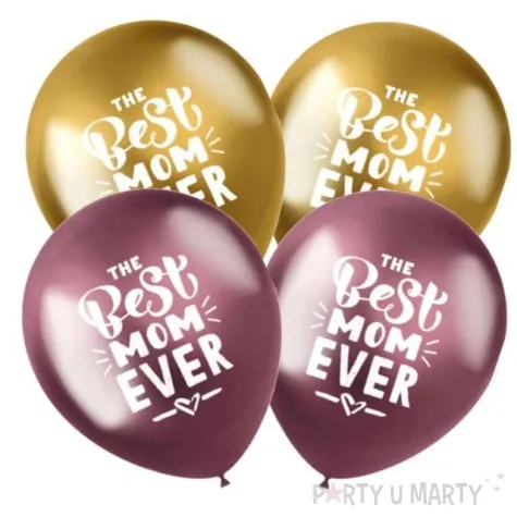 balony dzien matki the best mom ever purpurowo zlote folat 13 4 szt