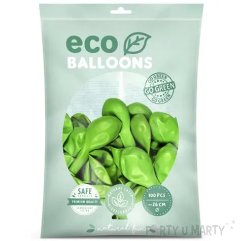 balony ekologiczne zielone jabluszko metalik partydeco 10 100 szt