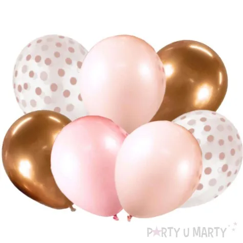 balony elegant beauty and charm rozowy zloty godan 12 7 szt