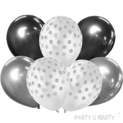 balony elegant beauty and charm srebrno grafitowy godan 12 7 szt