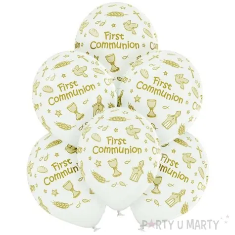 balony first communion i komunia sw biale belbal 12 6 szt