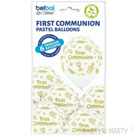 balony first communion i komunia sw biale belbal 12 6 szt