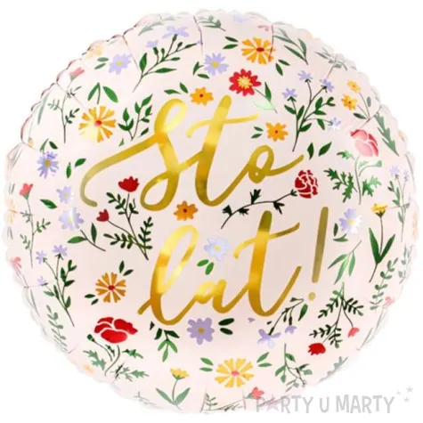 balony foliowy kwieciste 100 lat jasno rozowy partydeco 14 rnd