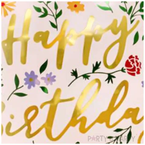 balony foliowy kwieciste happy birthday jasno rozowy partydeco 14 rnd