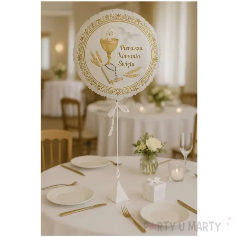 balony foliowy pierwsza komunia swieta zloto bialy godan 18 rnd