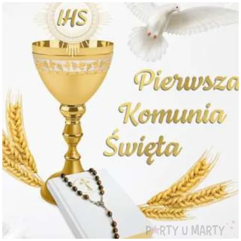 balony foliowy pierwsza komunia swieta zloto bialy godan 18 rnd