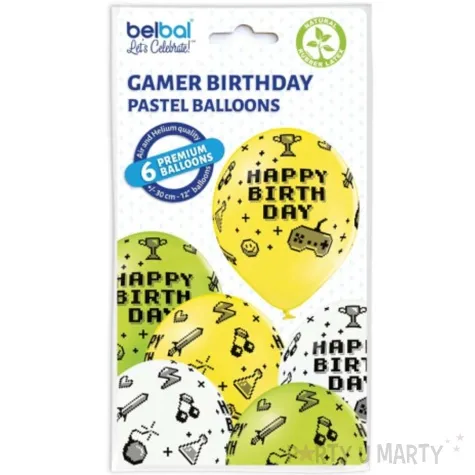 balony gamer happy birthday pastel mix belbal 12 6 szt