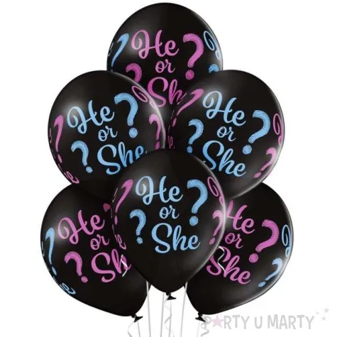 balony gender reveal he or she pastel czarny belbal 12 6 szt