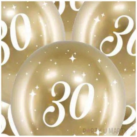 balony glossy liczba 30 zlote partydeco 12 6 szt