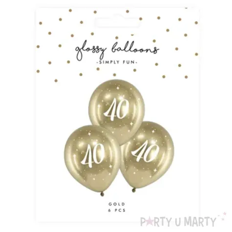 balony glossy liczba 40 zlote partydeco 12 6 szt