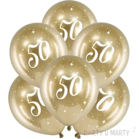 balony glossy liczba 50 zlote partydeco 12 6 szt