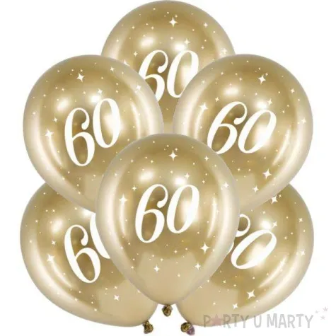 balony glossy liczba 60 zlote partydeco 12 6 szt