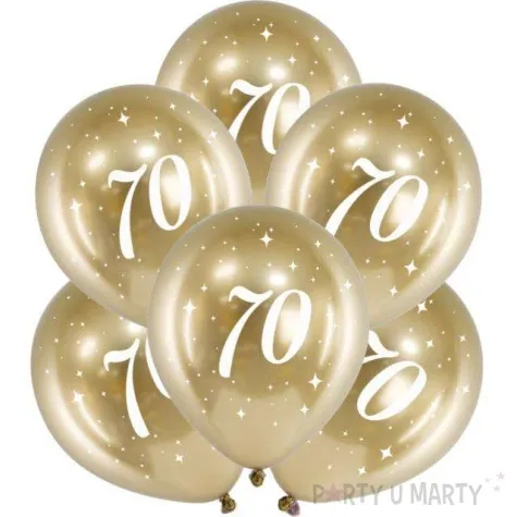 balony glossy liczba 70 zlote partydeco 12 6 szt