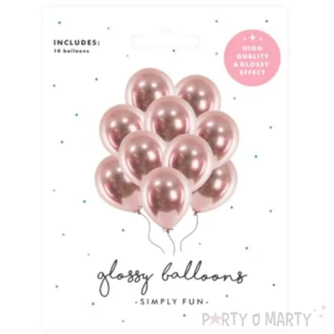 balony glossy rozowe zloto partydeco 12 10 szt