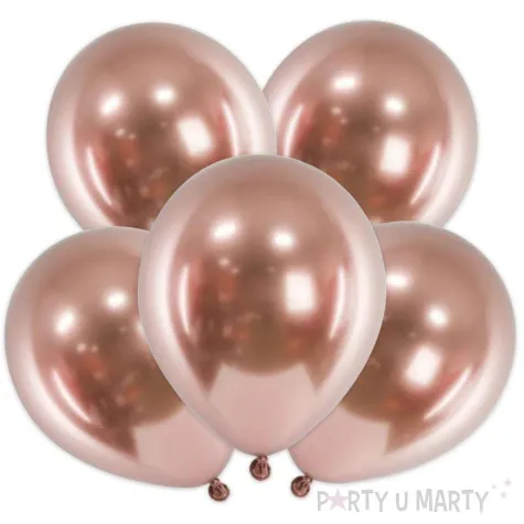 balony glossy rozowe zloto partydeco 18 5 szt
