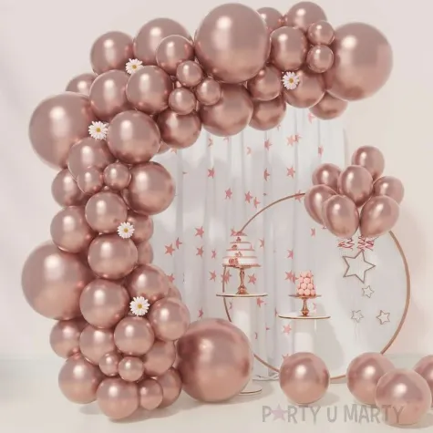 balony glossy rozowe zloto partydeco 18 5 szt