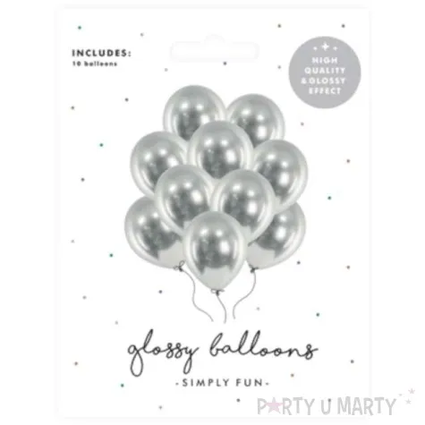 balony glossy srebrne partydeco 12 10 szt