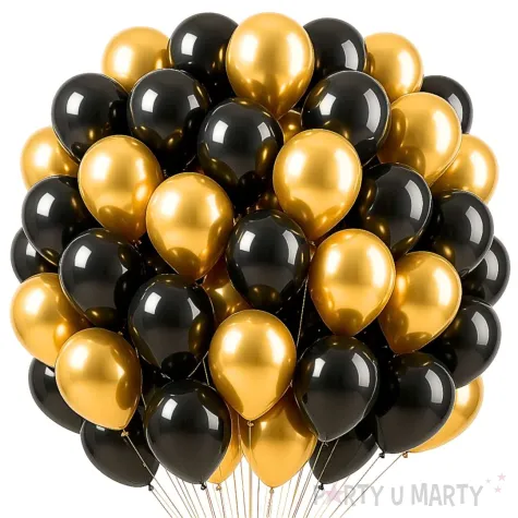 balony gm90 metalik zloty i czarny gemar 10 50 szt