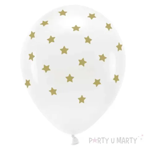 balony gwiazdki bialy partydeco 13 6 szt