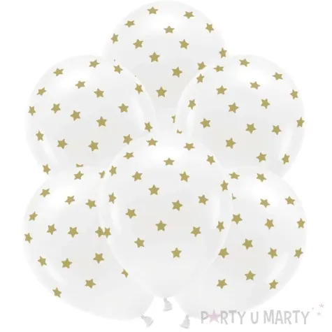 balony gwiazdki bialy partydeco 13 6 szt