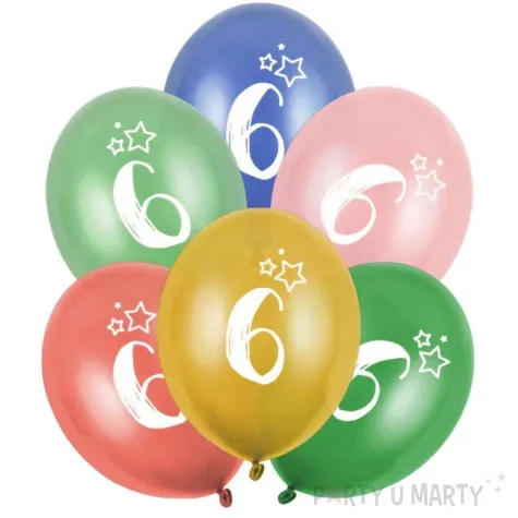 balony gwiazdki cyfra 6 mix folat 13 6 szt