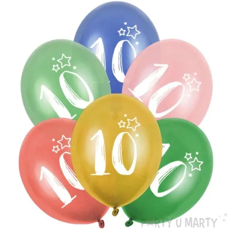 balony gwiazdki liczba 10 mix folat 13 6 szt