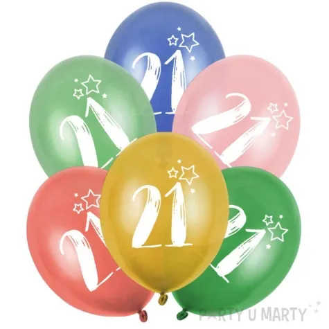 balony gwiazdki liczba 21 mix folat 13 6 szt
