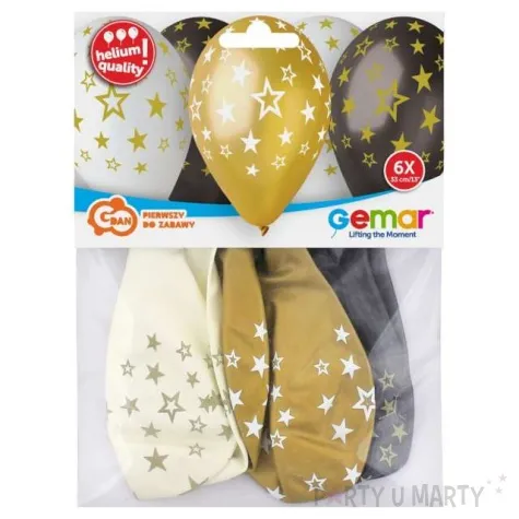 balony gwiazdki zloty mix gemar 13 6 szt