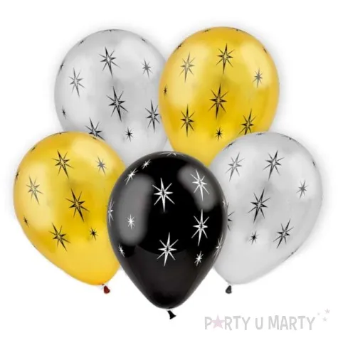 balony gwiazdy blyszczace zloty mix godan 12 5 szt