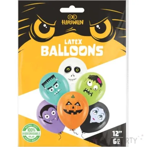balony halloween monsters pastel mix partypal 12 6 szt