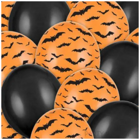 balony halloween nietoperze czarny pomaranczowy 12 20 szt